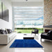 Square Machine Washable Abstract Cobalt Blue Rug in a Living Room, wshabs5022
