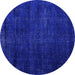 Round Machine Washable Oriental Blue Modern Rug, wshabs5022blu