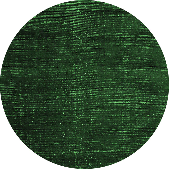 Round Machine Washable Oriental Emerald Green Modern Area Rugs, wshabs5022emgrn