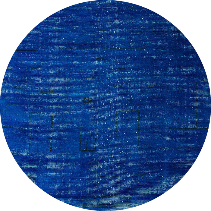 Round Machine Washable Abstract Cobalt Blue Rug, wshabs5022