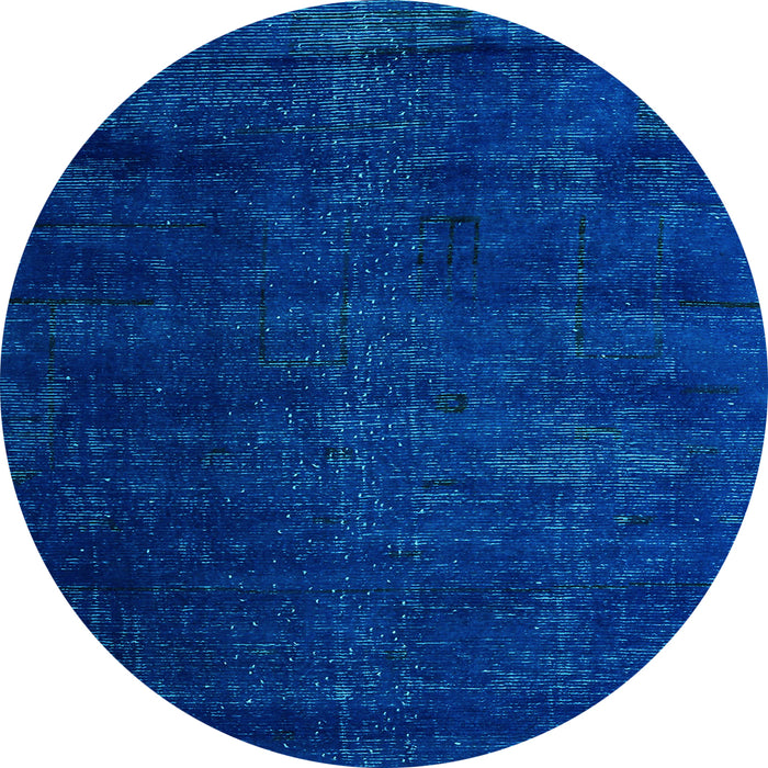 Round Machine Washable Oriental Light Blue Modern Rug, wshabs5022lblu