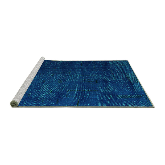 Sideview of Machine Washable Oriental Turquoise Modern Area Rugs, wshabs5022turq