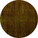 Round Oriental Yellow Modern Rug, abs5022yw