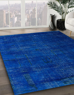 Machine Washable Abstract Cobalt Blue Rug in a Family Room, wshabs5022