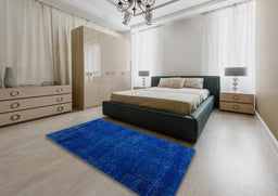 Abstract Cobalt Blue Oriental Rug in a Bedroom, abs5022