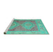 Sideview of Machine Washable Oriental Turquoise Modern Area Rugs, wshabs5023turq