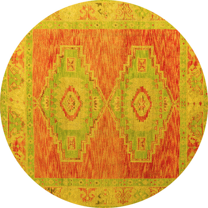 Round Oriental Yellow Modern Rug, abs5023yw
