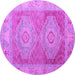 Round Machine Washable Oriental Purple Modern Area Rugs, wshabs5023pur