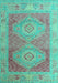 Machine Washable Oriental Turquoise Modern Area Rugs, wshabs5023turq