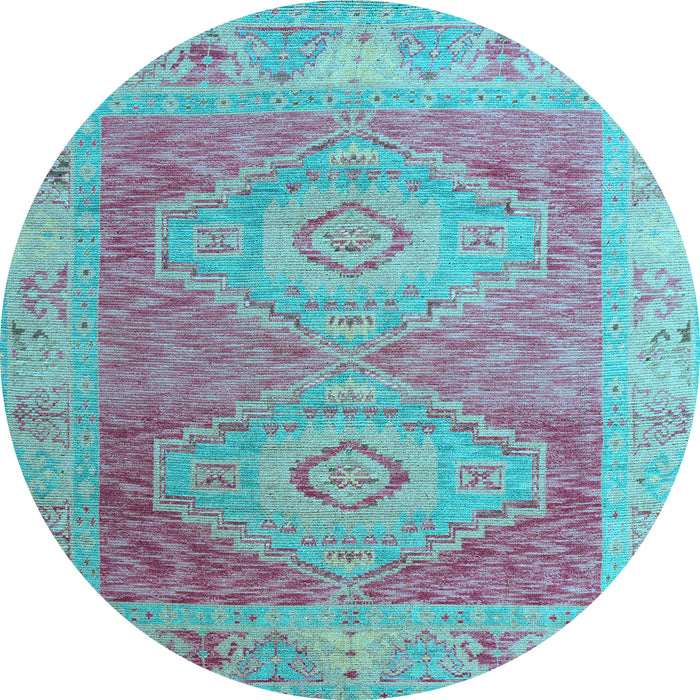Round Oriental Light Blue Modern Rug, abs5023lblu