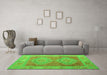 Machine Washable Oriental Green Modern Area Rugs in a Living Room,, wshabs5023grn