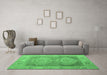 Machine Washable Oriental Emerald Green Modern Area Rugs in a Living Room,, wshabs5023emgrn