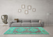 Machine Washable Oriental Turquoise Modern Area Rugs in a Living Room,, wshabs5023turq