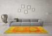 Machine Washable Oriental Yellow Modern Rug in a Living Room, wshabs5023yw