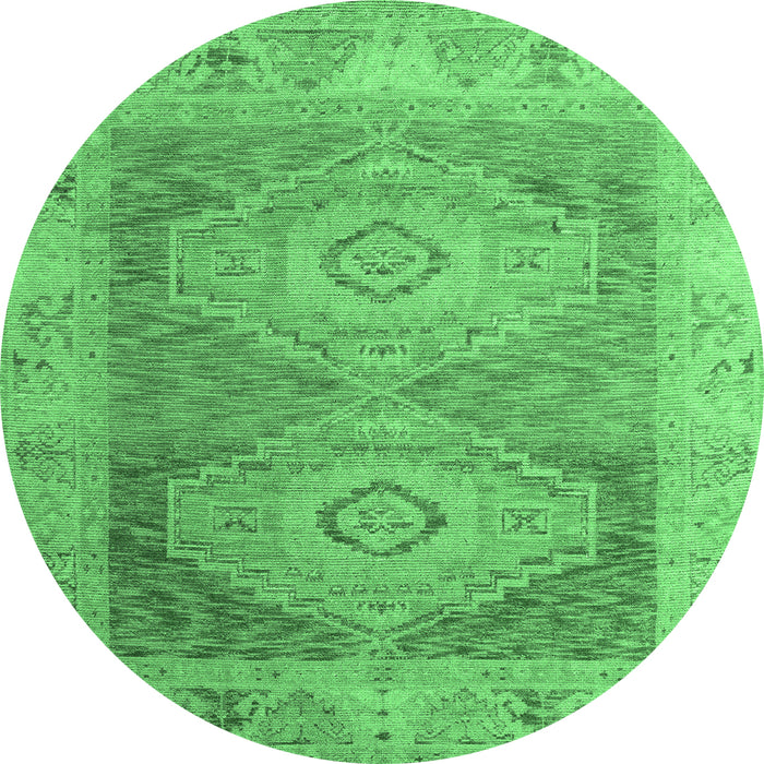 Round Oriental Emerald Green Modern Rug, abs5023emgrn