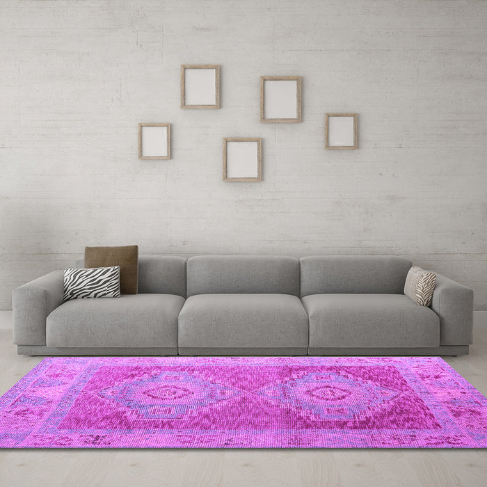 Machine Washable Oriental Purple Modern Area Rugs in a Living Room, wshabs5023pur