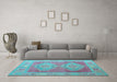 Machine Washable Oriental Light Blue Modern Rug in a Living Room, wshabs5023lblu