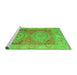 Sideview of Machine Washable Oriental Green Modern Area Rugs, wshabs5023grn