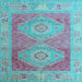 Square Machine Washable Oriental Light Blue Modern Rug, wshabs5023lblu