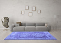 Machine Washable Oriental Blue Modern Rug, wshabs5023blu