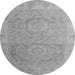 Round Machine Washable Oriental Gray Modern Rug, wshabs5023gry