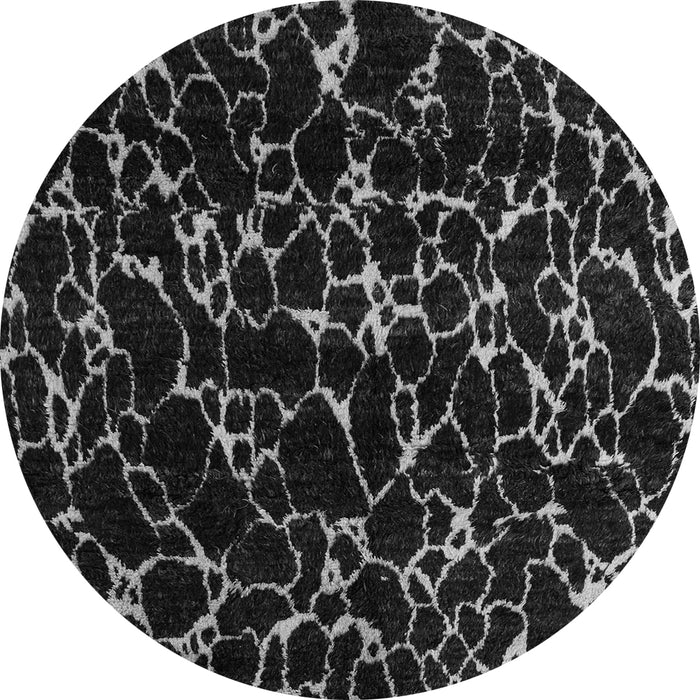 Round Machine Washable Oriental Gray Modern Rug, wshabs5024gry