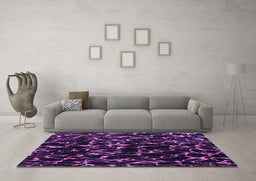 Machine Washable Oriental Purple Modern Area Rugs in a Living Room, wshabs5024pur