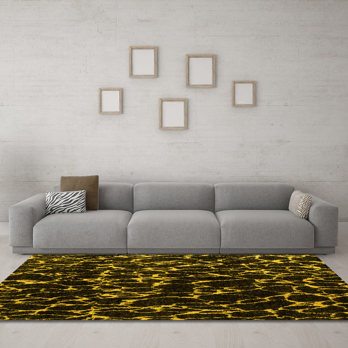 Machine Washable Oriental Yellow Modern Rug in a Living Room, wshabs5024yw
