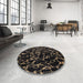 Round Machine Washable Abstract Brown Rug in a Office, wshabs5024