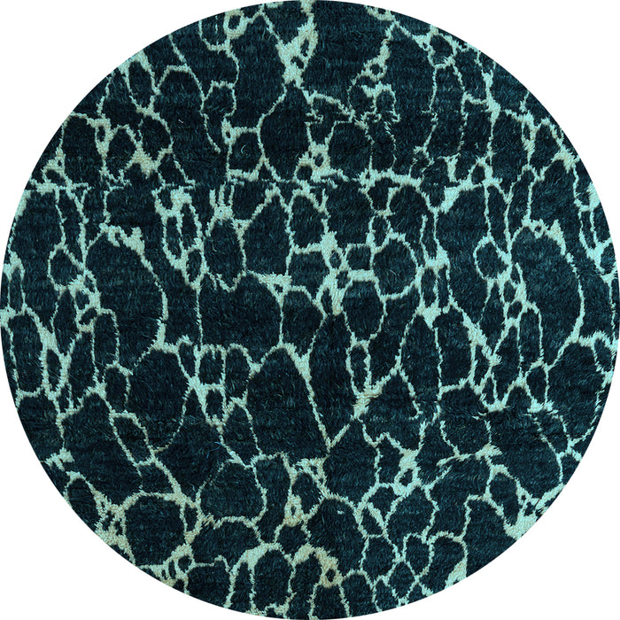 Round Machine Washable Oriental Light Blue Modern Rug, wshabs5024lblu