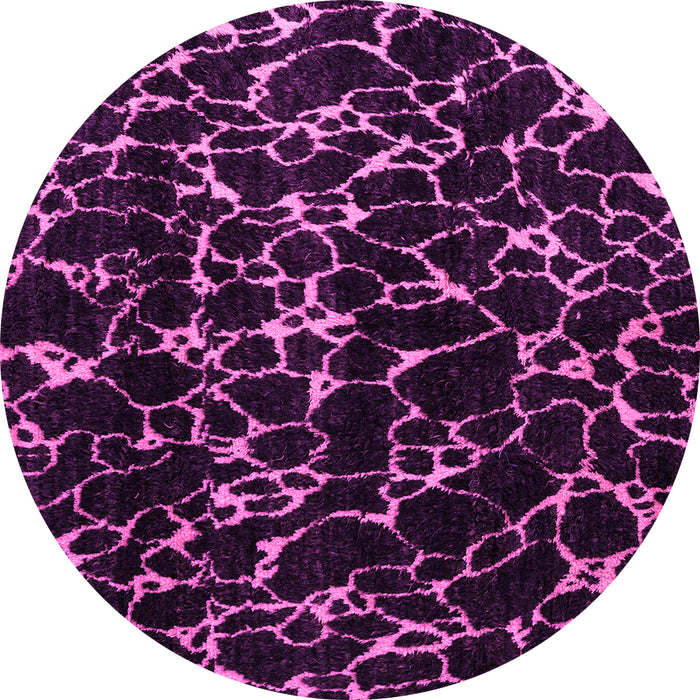Round Machine Washable Oriental Pink Modern Rug, wshabs5024pnk