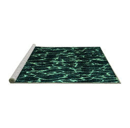 Sideview of Machine Washable Oriental Turquoise Modern Area Rugs, wshabs5024turq