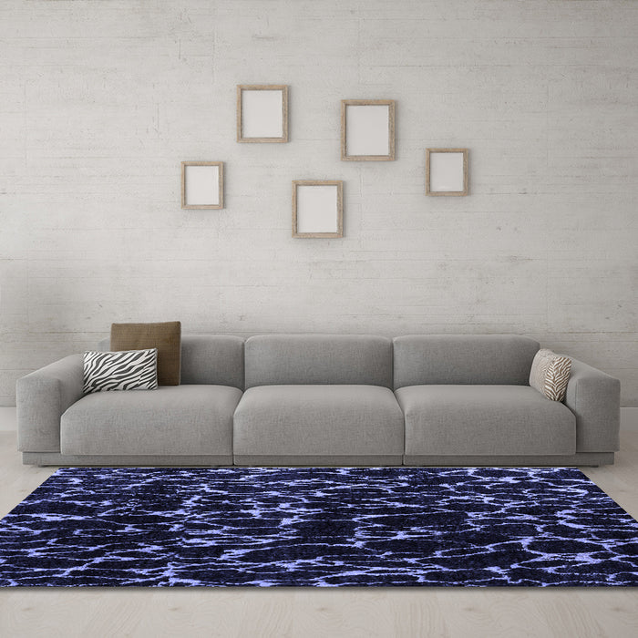Machine Washable Oriental Blue Modern Rug in a Living Room, wshabs5024blu