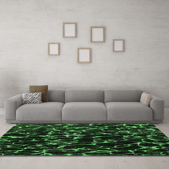 Machine Washable Oriental Emerald Green Modern Area Rugs in a Living Room,, wshabs5024emgrn