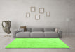 Machine Washable Oriental Green Modern Area Rugs in a Living Room,, wshabs5025grn