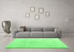 Machine Washable Oriental Emerald Green Modern Area Rugs in a Living Room,, wshabs5025emgrn