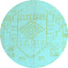 Round Oriental Light Blue Modern Rug, abs5025lblu