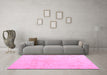 Machine Washable Oriental Pink Modern Rug in a Living Room, wshabs5025pnk