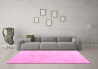 Machine Washable Oriental Pink Modern Rug, wshabs5025pnk