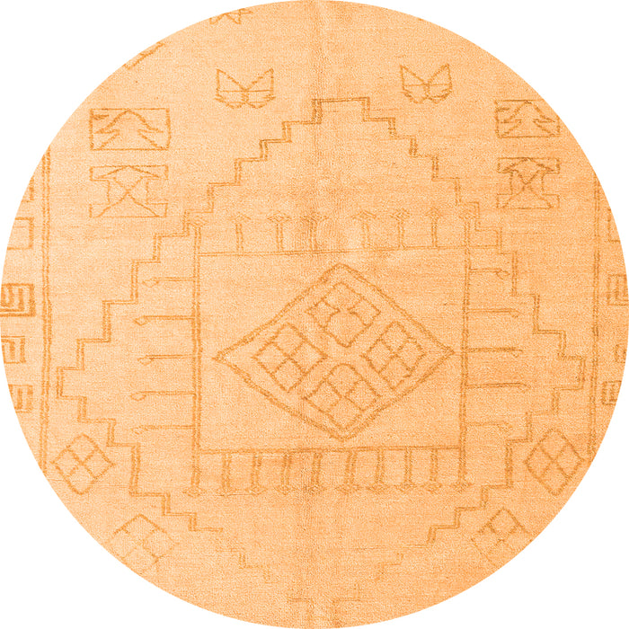 Round Machine Washable Oriental Orange Modern Area Rugs, wshabs5025org