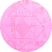 Round Oriental Pink Modern Rug, abs5025pnk