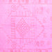 Square Machine Washable Oriental Pink Modern Rug, wshabs5025pnk
