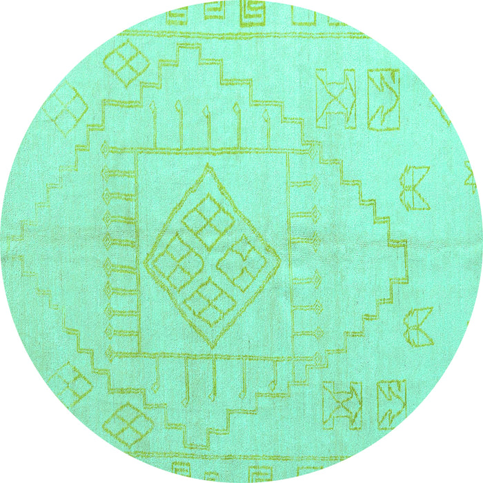 Round Oriental Turquoise Modern Rug, abs5025turq