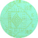 Round Oriental Turquoise Modern Rug, abs5025turq