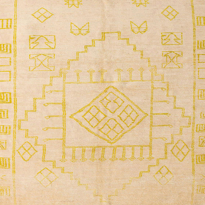 Square Abstract Brown Gold Oriental Rug, abs5025