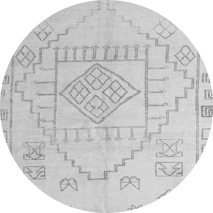 Round Machine Washable Oriental Gray Modern Rug, wshabs5025gry