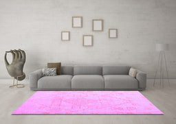 Machine Washable Oriental Purple Modern Area Rugs in a Living Room, wshabs5025pur