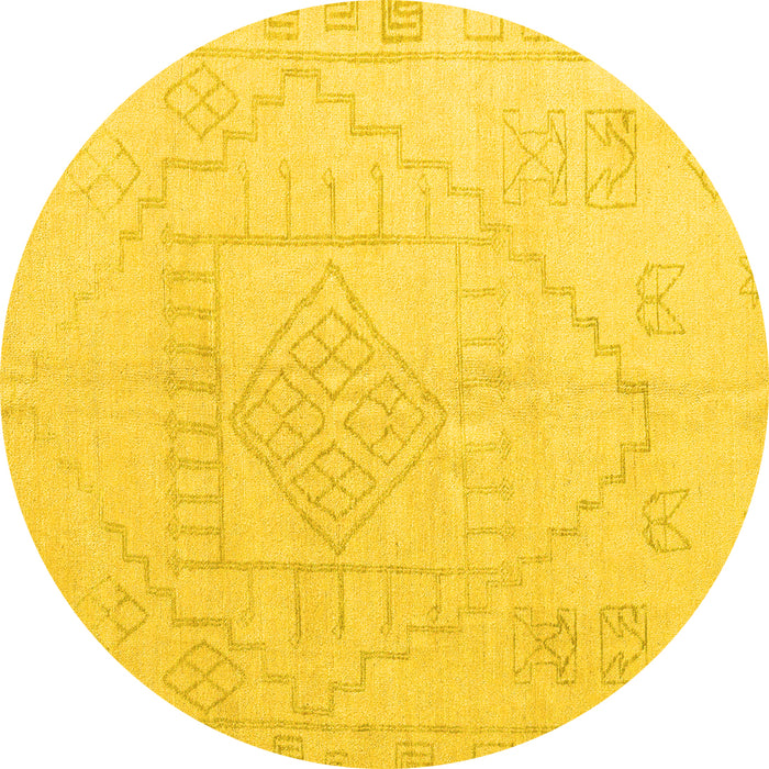Round Oriental Yellow Modern Rug, abs5025yw