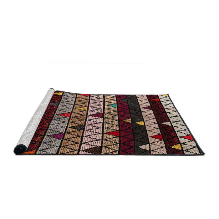 Sideview of Machine Washable Abstract Dark Almond Brown Rug, wshabs5026