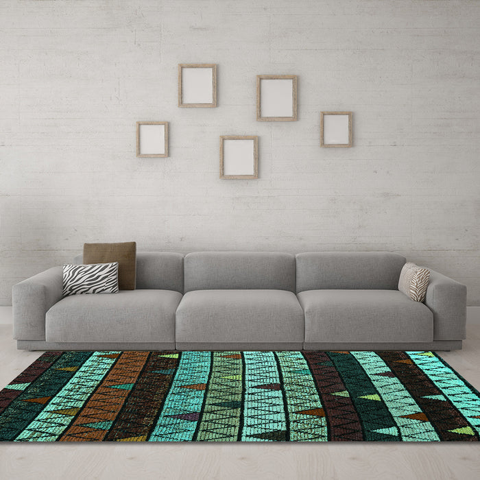 Machine Washable Oriental Turquoise Modern Area Rugs in a Living Room,, wshabs5026turq